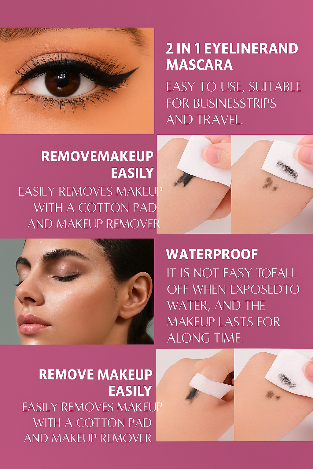 2 in 1 Black Eyeliner Mascara Waterproof